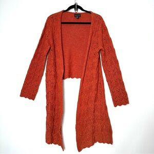 Boho Goblincore Open Knit Shawl Cardigan High Low Earthy Festival Fairycore